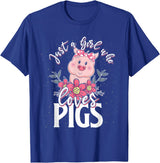 Animal Tees & Gift Idea Just A Girl Who Loves Pig T-Shirt - Royal Blue