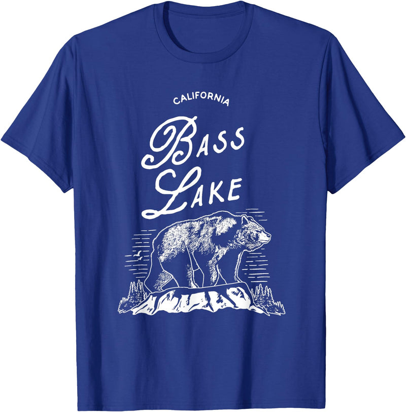 Vintage Retro Distressed Bear Tee Bass Lake Vintage Bass Lake Retro Bear Vacation California T-Shirt - Royal Blue