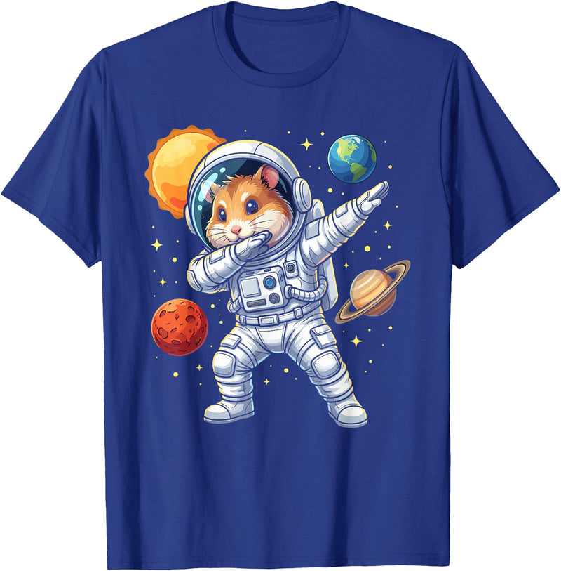 Hamster Astronaut Dabbing Funny Space Animal for Kids T-Shirt - Royal Blue