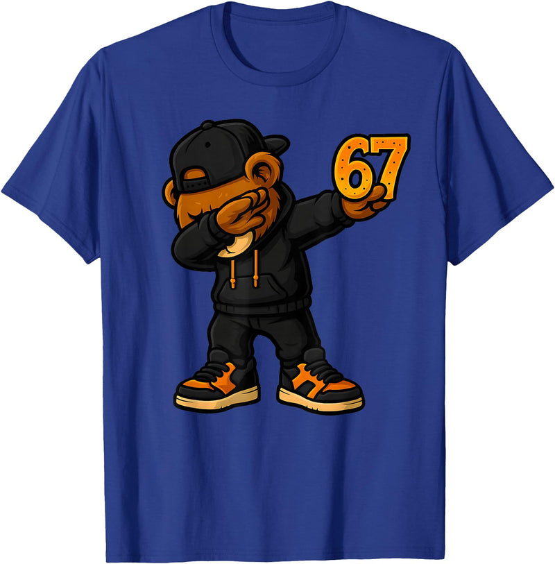 Funny Hip Hop Teddy Bear Six Seven Meme Designs Dabbing Teddy Bear 67 Meme Funny Brainrot Hip Hop Kids Boys T-Shirt - Royal Blue