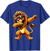 Funny Lion Lover Dabbing Lion Sunglasses T-Shirt - Royal Blue