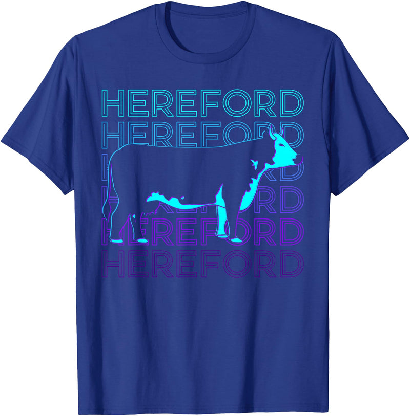 Hereford Gifts Hereford Cattle Hereford Cow Farmer Retro T-Shirt - Royal Blue
