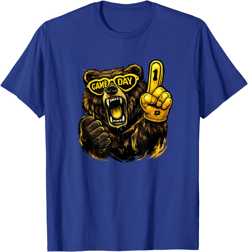 Cool Hockey Lion Game Day Sports Gift Funny Hockey Bear Game Day Vintage Shirt for Fans T-Shirt - Royal Blue