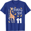 Giraffe Birthday Party by LazyPanda Giraffe 11th Birthday Girl 11 Years Old Giraffe Lover T-Shirt - Royal Blue