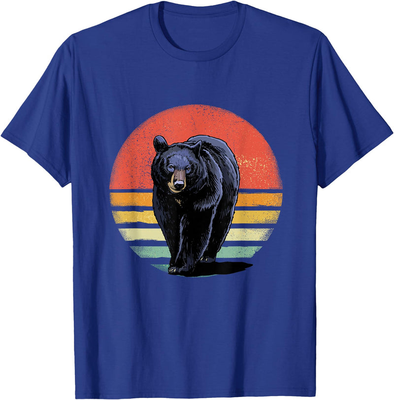 Wowsome! Retro Vintage Black Bear T-Shirt - Royal Blue