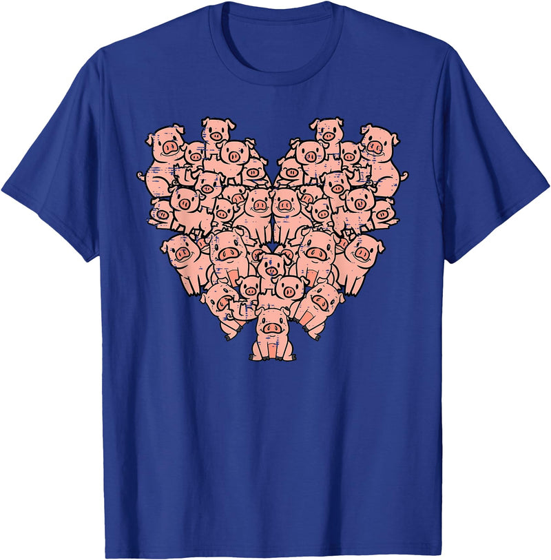 Pig Lover Shirts For Men Women Kids Pigs Heart Shape Cute Love Hog Swine Girls Kids Women Men T-Shirt - Royal Blue
