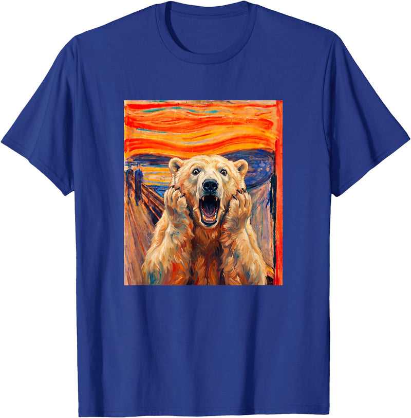 Polar Bears Polar Bear the scream meme The Scream Art Funny Polar Bear Meme T-Shirt - Royal Blue