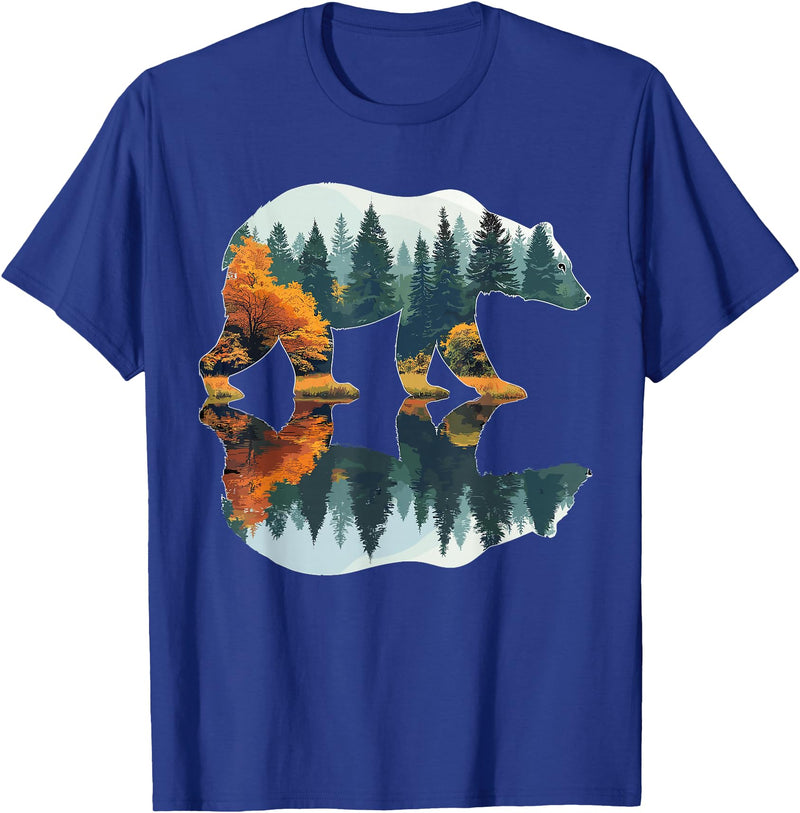 Forest Mountain Wildlife Trees Trees Wildlife Reflection Nature Bear Outdoor Forest T-Shirt - Royal Blue