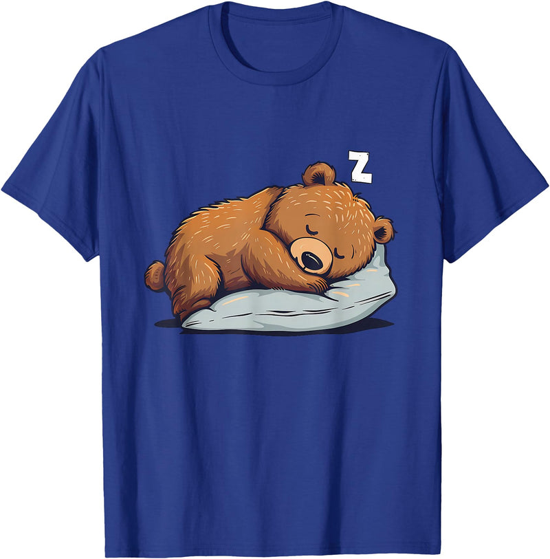 Cute Sleeping Animals Napping Bear Sleeping Sleepy Bear Cute Bear Sleeping T-Shirt - Royal Blue