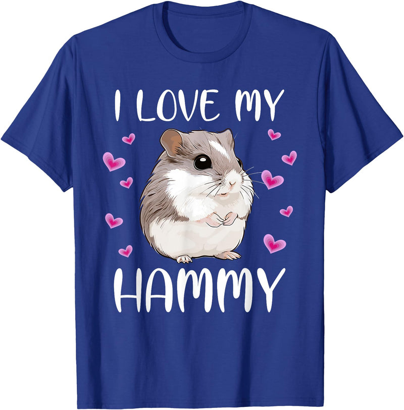 I Love My Hammy Cute Chinese Dwarf Hamster Pet Owner Graphic T-Shirt - Royal Blue