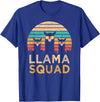 Llama Squad With Glasses Funny Funny Llama Squad Sunglasses Cool Llamas Vintage Gift T-Shirt - Royal Blue