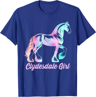 Clydesdale Horse by AKH Clydesdale Horse Girl, Womens Equestrian Clydesdale Horse T-Shirt - Royal Blue