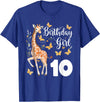 Giraffe Birthday Party by LazyPanda Giraffe 10th Birthday Girl 10 Years Old Giraffe Lover T-Shirt - Royal Blue