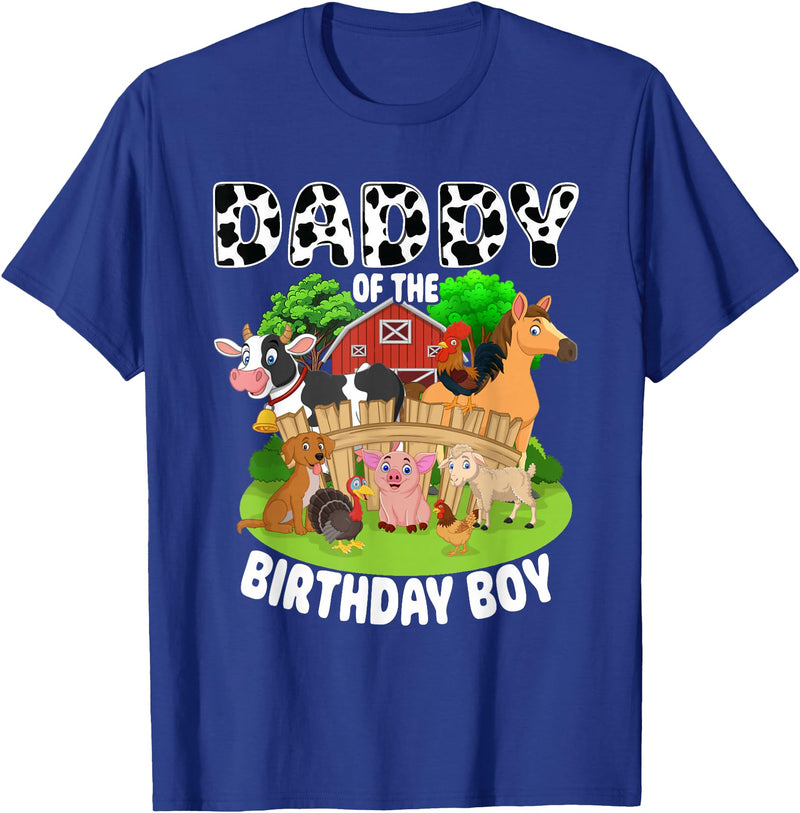 Matching Farm Theme Birthday Shirts By PDQA Daddy of The Bday Boy Farm Animals Matching Farm Theme T-Shirt - Royal Blue