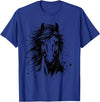 Horse Art For Men Women Kids Horse Portrait Equestrian Horseback Riding Horse Lover Unisex-Adults Kids T-Shirt Grey Small Classic Fit Crew Neck Short Sleeve - Royal Blue