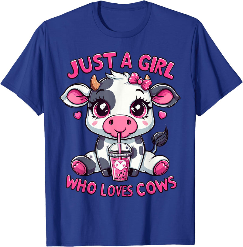 Cute Cow Lover Cow Just A Girl Who Loves Cows T-Shirt - Royal Blue