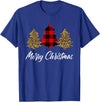 Merry Christmas Plaid Apparels Co. Merry Christmas, Leopard buffalo plaid Christmas tree Xmas T-Shirt - Royal Blue