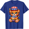 Kawaii Red White and Blue Fourth July Little Kids Cute Teddy Bear Patriotic 4th July Gift Bubble Boba Tea USA T-Shirt - Royal Blue