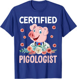 Funny Pig Farm Piggy Farmer Farming Gifts DAIMMER Certified Pigologist T-Shirt - Royal Blue