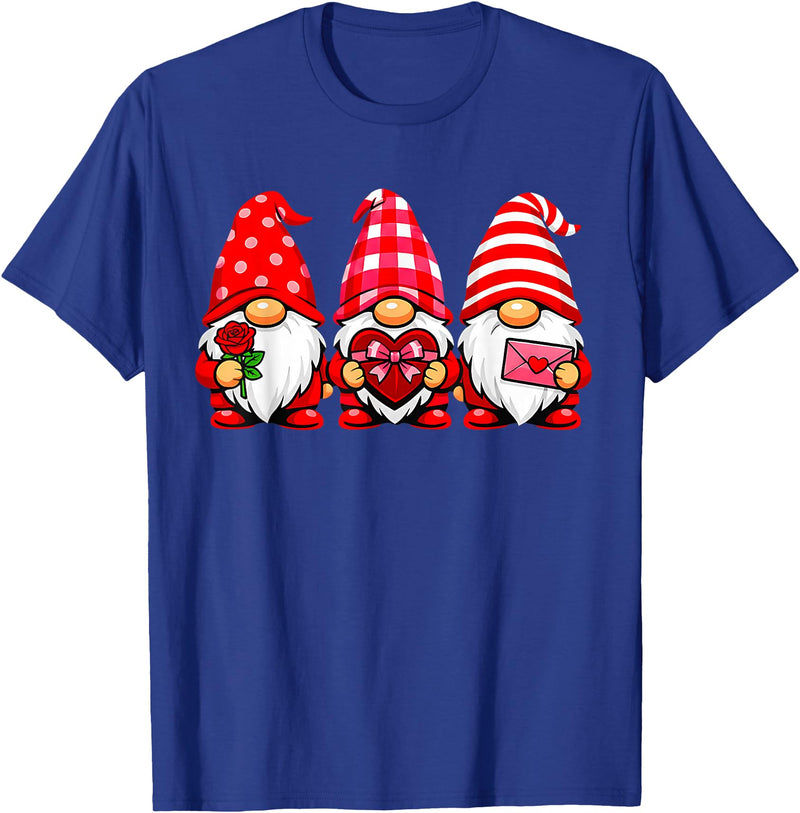 Three Gnome Crew Family Outfit Gnomes Love Valentine's Day Buffalo Leopard Heart Women Men T-Shirt - Royal Blue