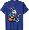 Cool Rabbit Plays Guitar Easter Musician Guitarist T-Shirt in Royal Blue