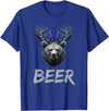 Bear With Antlers Drinker Party Deer Beer Beer Bear Deer Grizzly Bear With Antlers Beer T-Shirt - Royal Blue