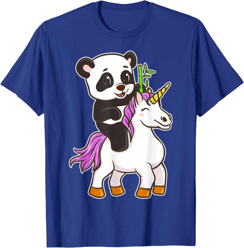 Panda Bear Unicorns Boys Girls Kids Panda Riding Unicorn Cute Magical Animals T-Shirt - Royal Blue