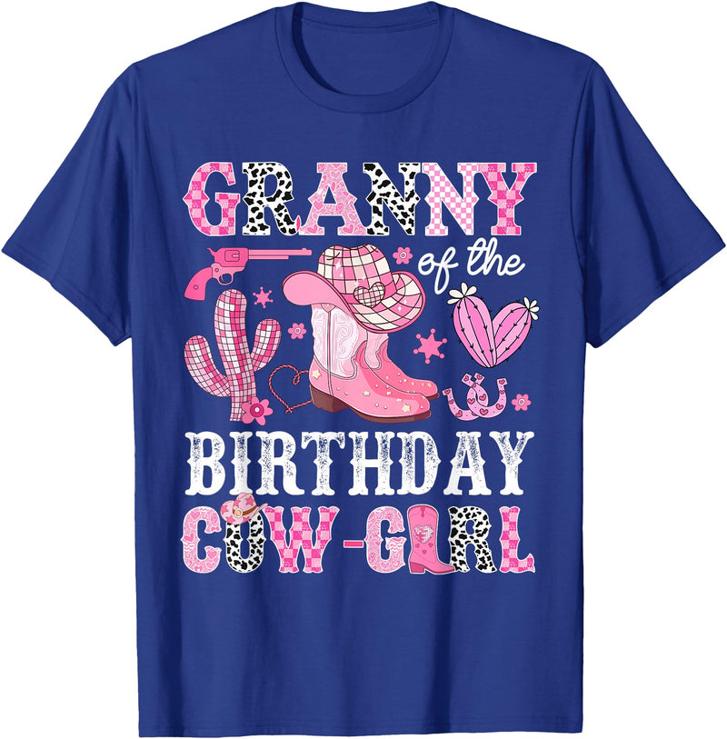 Pink Western Cowgirl Bday Party Family Matching Granny Of The Birthday Cow-Girl Rodeo Cowgirl Bday T-Shirt - Royal Blue