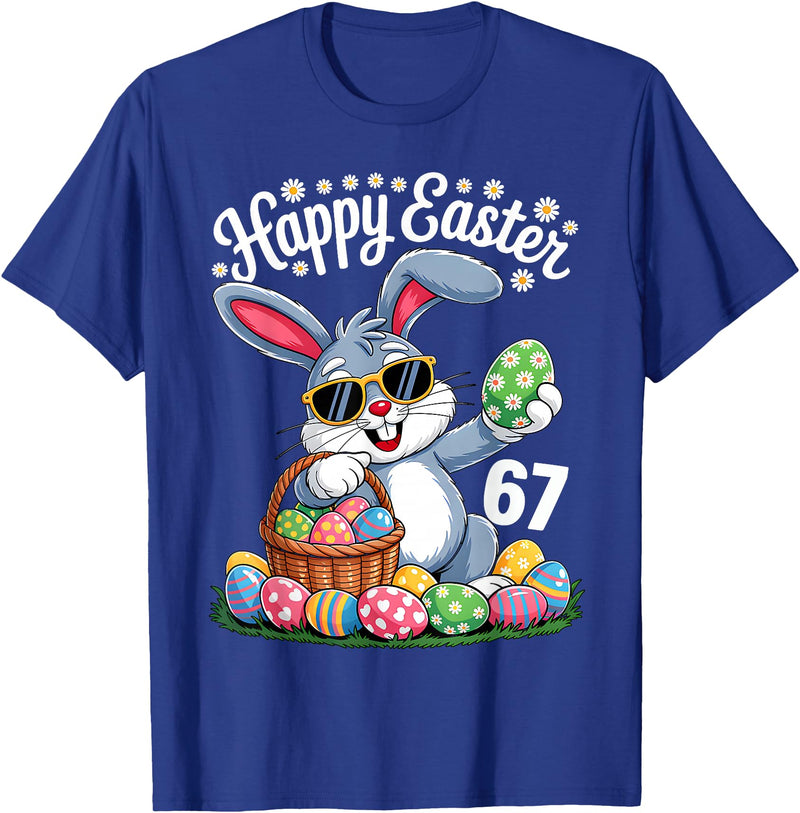 Dabbing Rabbit Bunny Eggs Dab Six Seven 6 7 Meme T-Shirt in Royal Blue