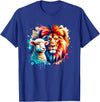 Christian Clothing Lion And Lamb Christian Art Lion And Lamb Geometric Christian Clothing T-Shirt - Royal Blue