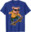 Pig Skateboarding Skater Men Boys Kids Skateboard Pig Riding Skateboard Skater Pig Graphic T-Shirt - Royal Blue