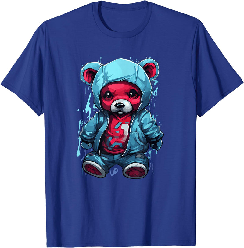 Teddy Bear Hoodie Street Style Urban Art Teddy Bear Hoodie Cool Street Style T-Shirt - Royal Blue