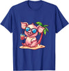 Animal Party Summer Vacay Mood Party Pig Palm Trees Summer Vacation T-Shirt - Royal Blue