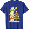Cute Xmas Bear Cartoon for Kids and Family Cute Polar Bear Stacking Star on Tree Christmas T-Shirt - Royal Blue