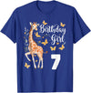 Giraffe Birthday Party by LazyPanda Giraffe 7th Birthday Girl 7 Years Old Giraffe Lover T-Shirt - Royal Blue