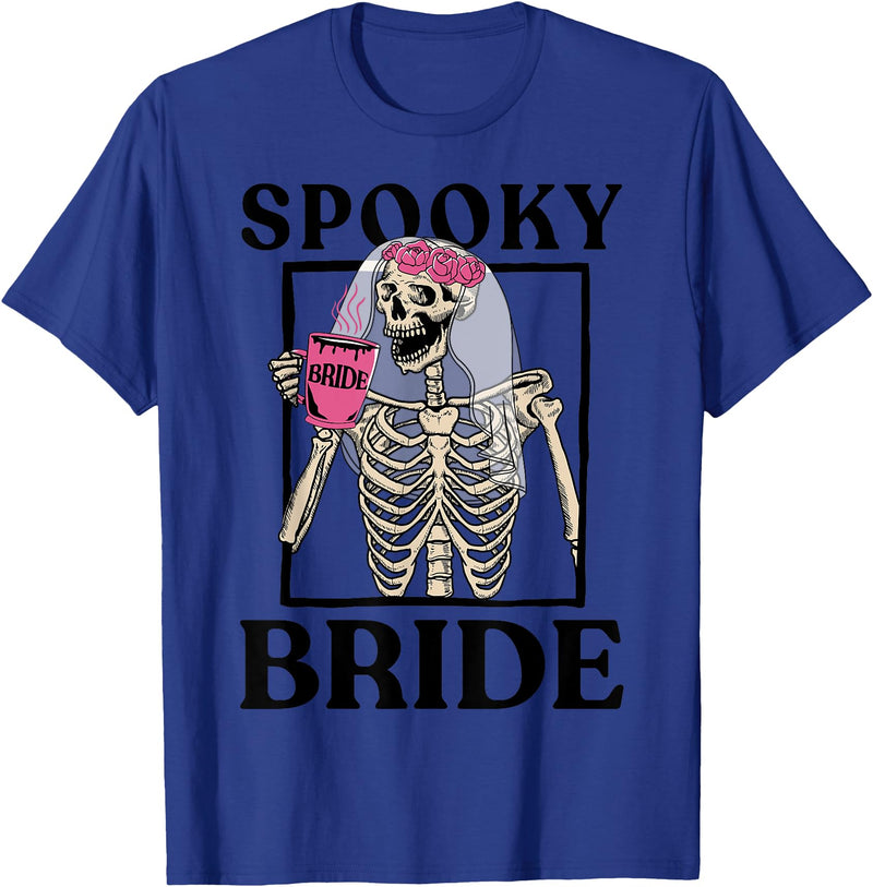 Halloween Spooky Bride Bridesmaid Skeleton Bachelorette T-Shirt - Royal Blue