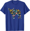 Animal Hog Floral Silhouette Pig Lover Floral Piglet Silhouette Womens Girls Graphic Pig T-Shirt - Royal Blue