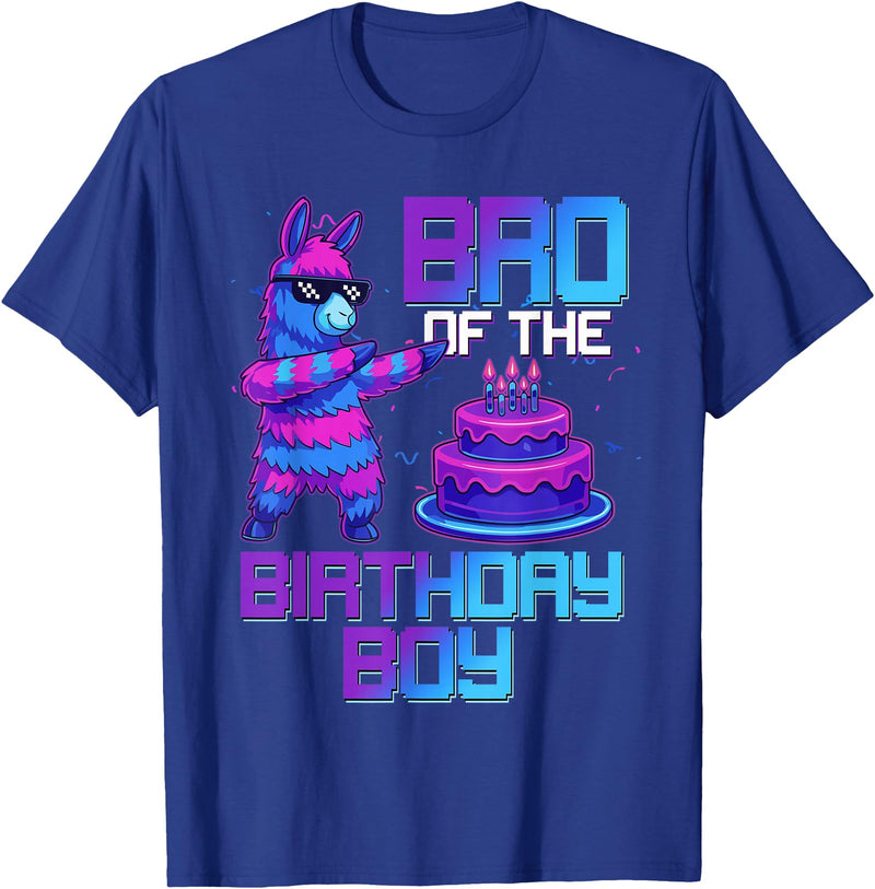 Llama Pinata Birthday Family Bday Party Decoration Brother of Birthday Boy Llama Pinata Party Family Matching T-Shirt - Royal Blue