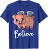 Buddy Tees Flying Pig with Wings Believe Motivational Pigs T-Shirt - Royal Blue