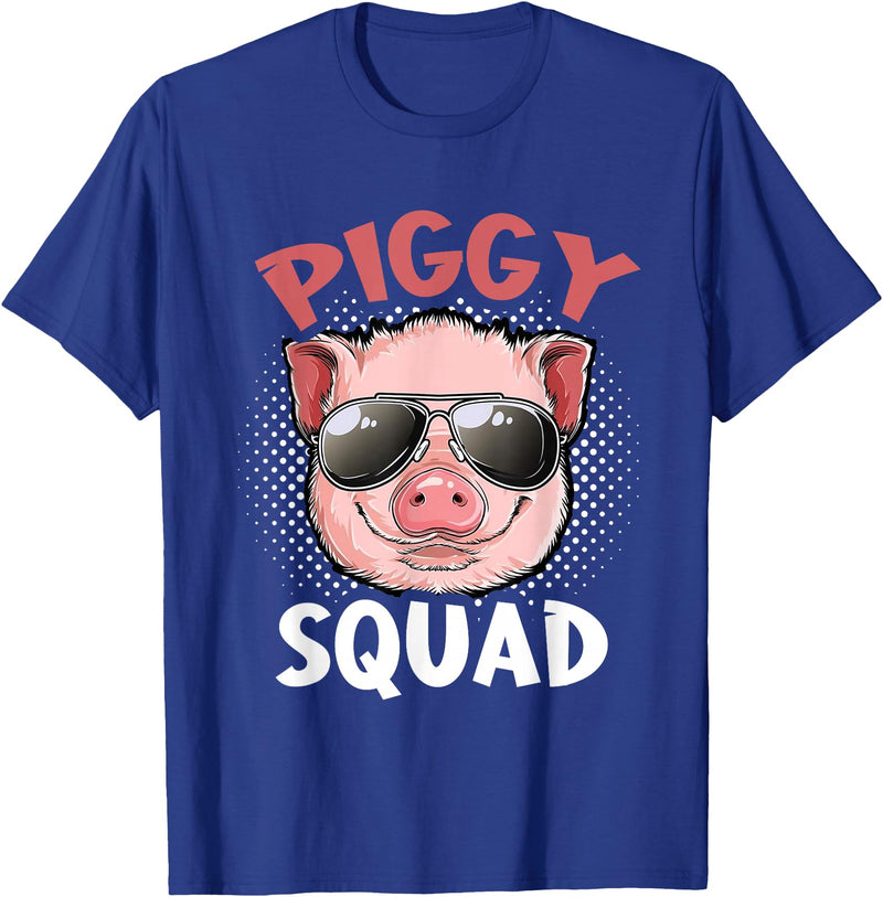 Piggy Squad T-Shirt Funny Cool Pigs Lover Pink Animal Tee T-Shirt - Royal Blue
