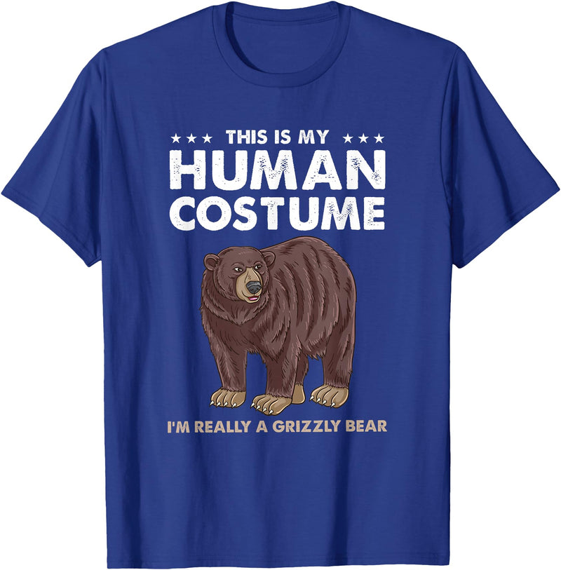 Hiking Lover Design This Is My Human Costume Im Really A Grizzly Bear T-Shirt - Royal Blue