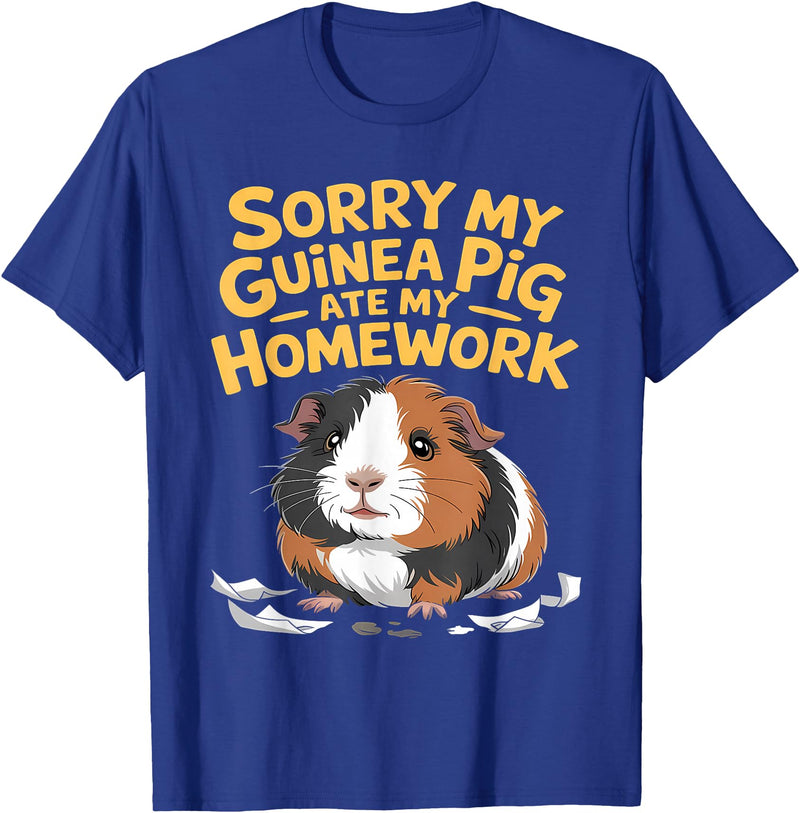 Sorry My Guinea Pig ate my Homework Kids School Sorry My Guinea Pig Ate My Homework Funny Pet Rodent Hamster T-Shirt - Royal Blue