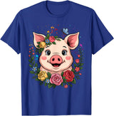 Pig Lover Gift Co. Cute Pig Lover Art for Women Girls Unique Piggy Related T-Shirt - Royal Blue