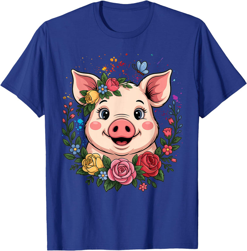 Pig Lover Gift Co. Cute Pig Lover Art for Women Girls Unique Piggy Related T-Shirt - Royal Blue