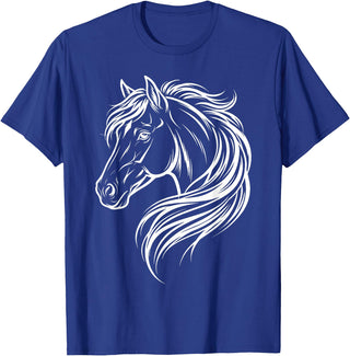 Horse Silhouette Farm Animal Graphic Horses Cute Horse Silhouette Art Equestrian Farm Animal Horse Lover T-Shirt - Royal Blue