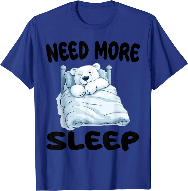 Polar Bear Pajamas & Nightgown .Co Cute Polar Bear Need More Sleep Pajamas Nightgown T-Shirt - Royal Blue