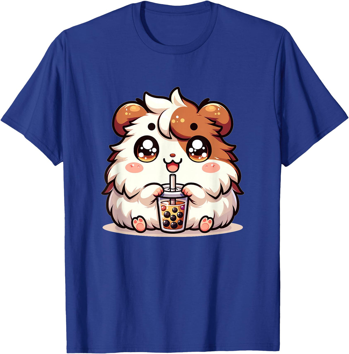 Cute Kawaii Animals Drinking Boba Tea Co. Cute Kawaii Chibi Guinea Pig Drinking Boba Tea T-Shirt - Royal Blue