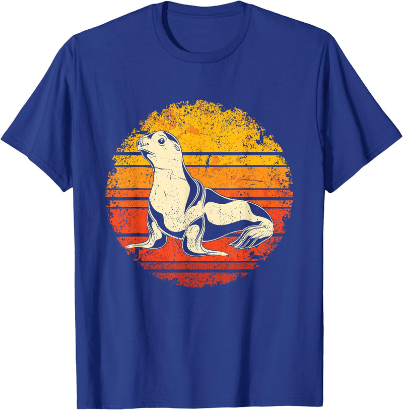 Ocean Animals Sea Lion Lover Seal Gift Retro Sea Lion T-Shirt - Royal Blue