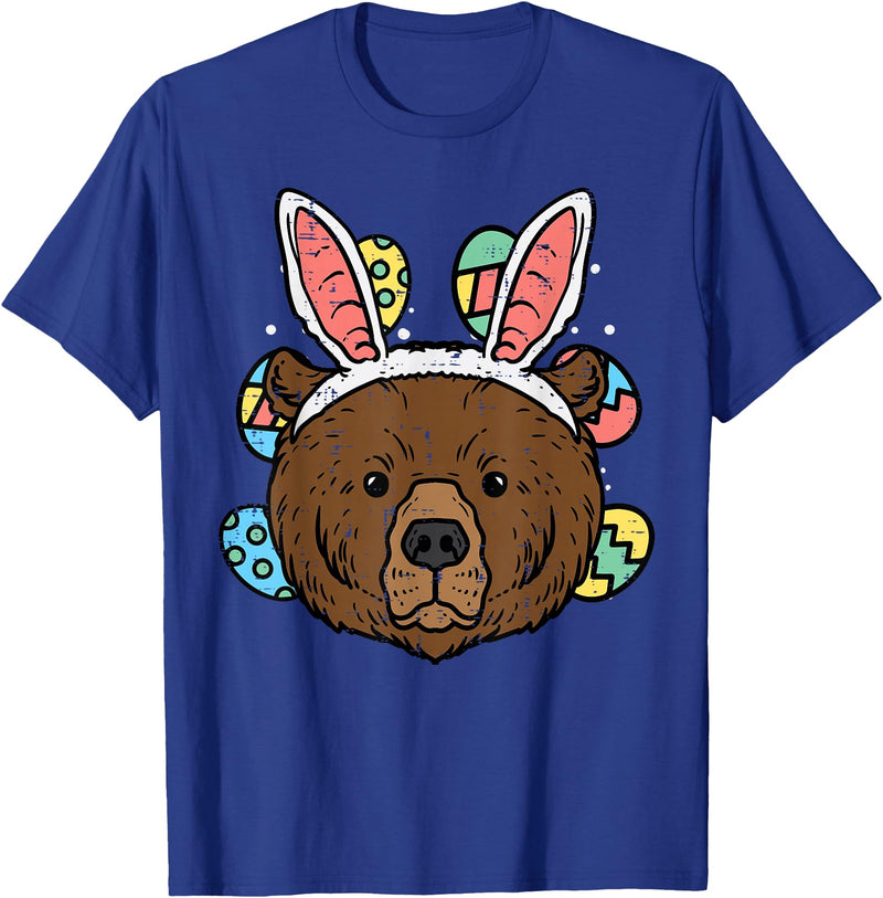 Easter Shirts Women Men Kids Children Easter Gift Easter Bear Face Bunny Ears Eggs Cute Animal Men Women Kids T-Shirt - Royal Blue