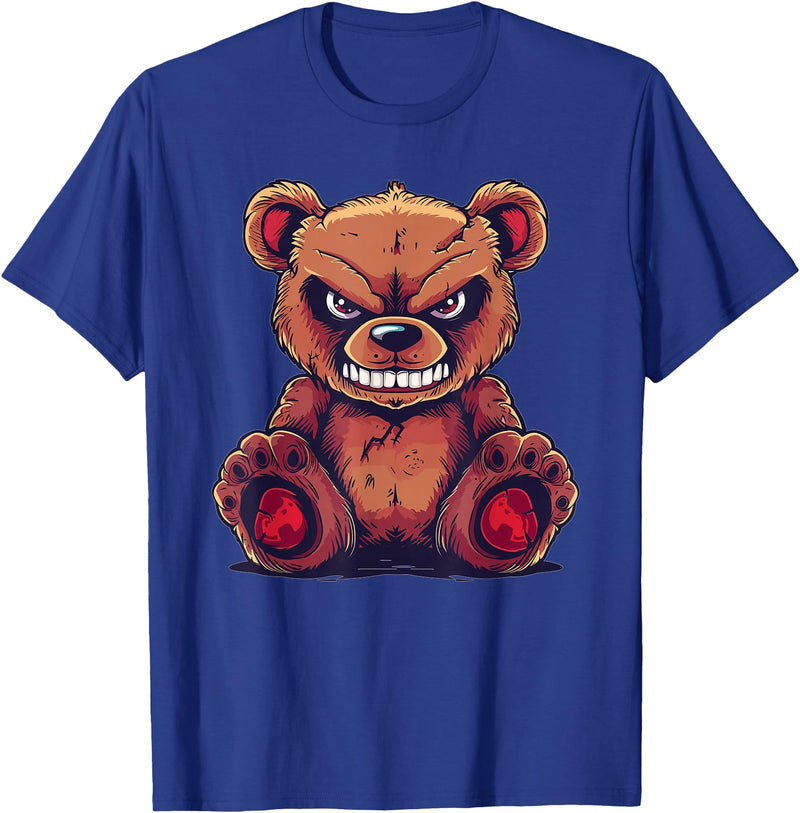 Cartoon Teddy Art I Grumpy Teddy Evil Teddy Bear T-Shirt - Royal Blue